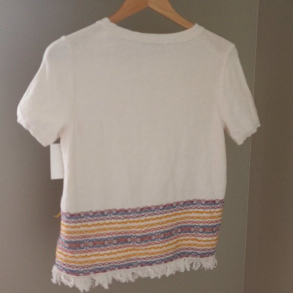 Madewell Fringed Jacquard Sweater Tee Top L2974 - Picture 5 of 9